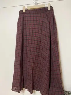 赤チェック ロングスカート
