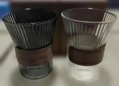 noon リブ デザイン ガラス ペア カップ 2個セット GY NT