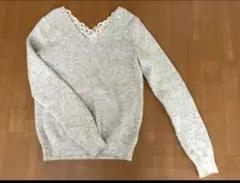 Te chichi テチチ Vネック レース ニット グレー フリーサイズ