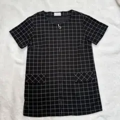 courreges クレージュ チェック 半袖トップス 丸リングジップ 40 L