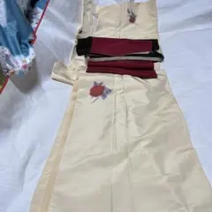 個性的紬4点（着物、帯、帯揚げ、帯締め）セット