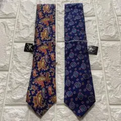 新品未使用　HILTON ネクタイ2本セット　お買い得　ネイビー　ペイズリー柄