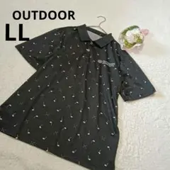 OUTDOOR アウトドア ポロシャツ 半袖 ゴルフ トップス 総柄 黒/LLのサムネイル