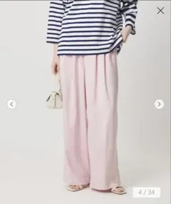 ピンク　クリーン サテン ワイドパンツ ‐ウォッシャブル‐S（36）