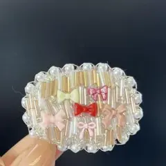 ハンドメイド リボンビーズブローチ ビーズ刺繍