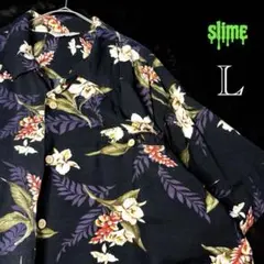 アロハシャツ ハワイ産 ブラック L〜XL レーヨン素材 総柄シャツ 美品のサムネイル