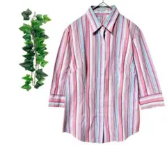 ［M］ サブストリート シャツ ストライプ 綿100 ピンク 水色 マルチカラーのサムネイル
