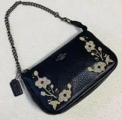 COACH ハンドバッグ レザー チェーン フラワー