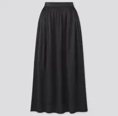 【美品】ユニクロ シャイニーギャザー ロングスカート　Mサイズ　ブラック