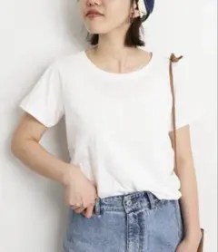 SLOBE IENA ペルビアンコットンクルーネックTシャツ◆