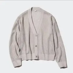 UNIQLO メッシュ編みカーディガン L ベージュ