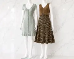 H&M 花柄ワンピース & コーデュロイベスト風ワンピース 2点セット