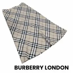 【王道】バーバリーロンドン 膝下 フレアスカート ノバチェック 38 綿100%