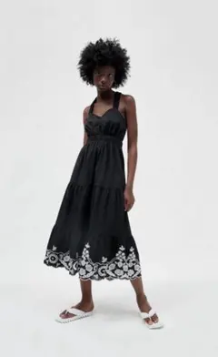 完売！！新品✩.*˚ZARA エンブロイダリーポプリンワンピース
