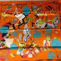 新品 オレンジ スカーフ アート❤Autumn