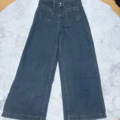 FASHION JEANS ワイドレッグデニムパンツ ダークブルー