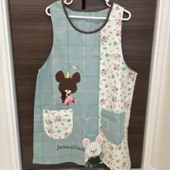 くまのがっこうJackie and David 保育士エプロン チェック柄