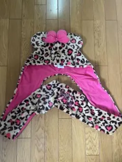 (値下げ相談有)ミニーマウス ヒョウ柄帽子とスカーフセット