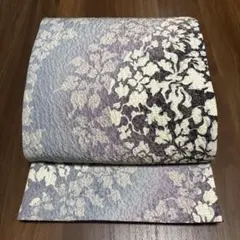正絹 袋帯 【膨れ織 波 花々 青 鹿子】 4WAYのサムネイル