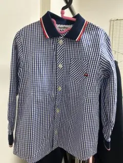 familiar 長袖シャツ 110 青と白のチェック