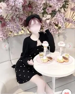 ハート柄 ブラックニットセーター 長袖