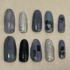 ネイルチップ　グレー、パープル、モノクロ系