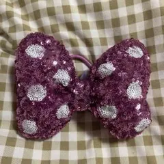 ディズニー ミニー リボン ヘアゴム ピンク 大 スパンコール キラキラ