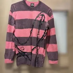 RNA ボーダー柄 長袖ニット ピンク×グレー Mサイズ