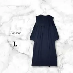 【リンネル×くらしと生協】良品☘️セーラーカラー コットン ロングワンピース Lのサムネイル