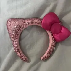 ユニバ　キティちゃん　ピンク　ラメ　カチューシャ