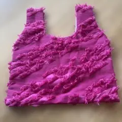 人気布作家haricotさん　フリンジデザイン ピンクハンドバッグ