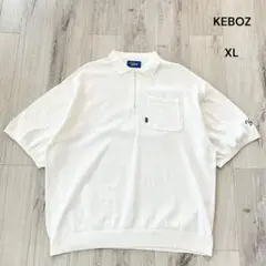 KEBOZ ケボズ コットンニットポロシャツ ハーフジップ XL 白 刺繍のサムネイル