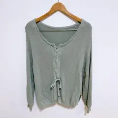 【新品未使用】earth アース（F）長袖 ニット セーター 2WAY リボン