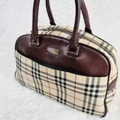 バーバリー ミニボストンバッグ ハンドバッグ ノバチェック ベージュ