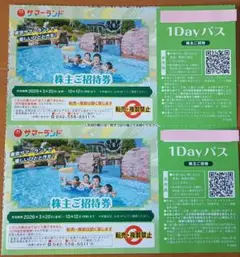 東京サマーランド　株主優待券　1dayパス　1セット 東京サマーランド 株主優待券 1dayパス8枚 - メルカリ