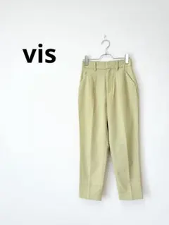 【VIS】テーパードパンツ S ライトグリーン タックパンツ 美脚 春夏 ビスのサムネイル