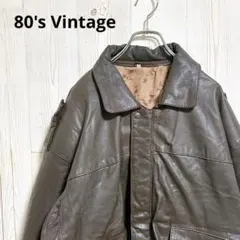 希少　80’s Vintage 裏地野球柄 ダブルポケット付レザージャケット
