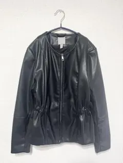 今期H&M/ノーカラーレザージャケット/BLK/M/未使用