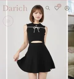 ダーリッチウエストオープンストリングニットミニワンピース