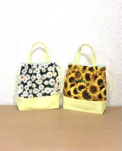 ハンドメイド持ち手付き巾着セット【花柄】