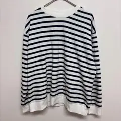 Ｈ＆Ｍ 長袖 ボーダートップス カットソー クルーネック 定番 黒 白 Lのサムネイル