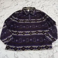 良品 古着 L.L.BEANフリース スナップボタン 総柄 ネイティブのサムネイル