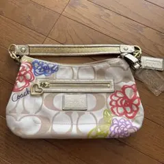 Coach 花柄ハンドバッグ ベージュ