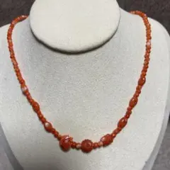 美品✨コーラル 赤珊瑚 丸玉 2連 グラデーションネックレス シルバー 