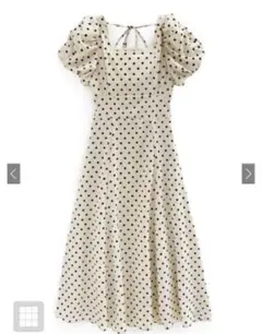 GRL ru1163 ドット柄バルーンスリーブフレアワンピース
