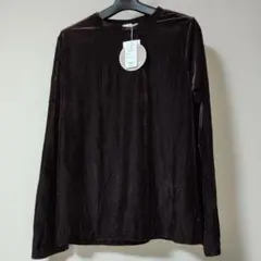 新品tall by yumi. ダークブラウン袖スリットプルオーバー 長袖 LL