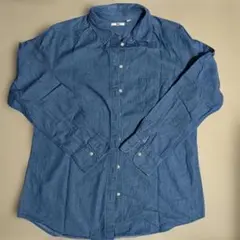 UNIQLO　レディースXLデニムブルー 長袖シャツ 胸ポケット付き