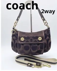 coachブラウン ロゴ入り ショルダーバッグ