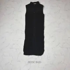 ROSE BUD/シアーノースリーブワンピース/F/黒/透け感/レース/スリット