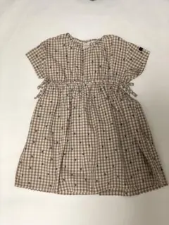 90サイズ futafuta チェックワンピース 子花柄
